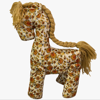 Nouveau design de jouet en peluche cheval avec des pattes mobiles et un imprimé floral jaune, adorable poupée cheval articulée, mascotte de l'année du cheval