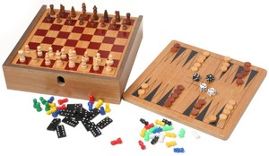 Juegos de Mesa 4 <span class=keywords><strong>en</strong></span> 1, 7 <span class=keywords><strong>en</strong></span> 1, Juegos de Mesa de Madera, Ajedrez, Backgammon, Damas, Mikado, Dominó, Ludo, Póker, Cribbage, <span class=keywords><strong>Dados</strong></span>, Goose - Product Image 1