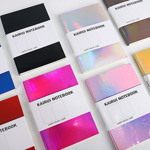 Hot sales customized A5 A6 various colorful stock glitter laser plastic cover notebook