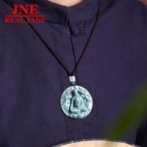 Pendentif en pierre de jade naturel de type A, bleu eau, Dunhuang, <span class=keywords><strong>Kweichow</strong></span>, Moutai, Bouddha, vieux matériaux, jade glacé, pour hommes et femmes - Product Image 4