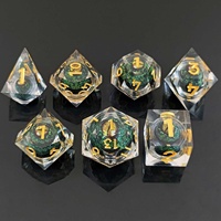 Nouvelle annonce : Ensemble de dés polyédriques DND en résine, design Dragon écailleux vert créatif, à bords vifs et yeux mobiles, pour jeu de rôle