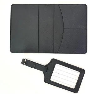 Couverture de porte-passeport en cuir PU protéger passeport et étiquette de bagage ensemble-cadeau