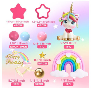 Set de Decoración para <span class=keywords><strong>Pastel</strong></span> de Unicornio Arcoíris a <span class=keywords><strong>Precio</strong></span> de Fábrica, Adorno Dorado de Feliz Cumpleaños, Globo de Estrella, Nube, Artículos para Fiestas de Niñas Mágicas - Product Image 2