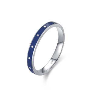 Un élégant ensemble bague et boucles d'oreilles en argent sterling S925 avec émail bleu, un ensemble de bijoux haut de gamme, de niche et vintage pour femmes. - Product Image 5