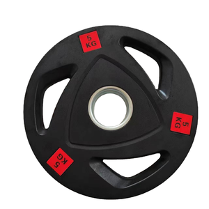 Manufacturer Direct Sales Gym Rubber <strong>Barbell</strong> <strong>With</strong> 2.5kg 5kg 10kg 15kg 20kg 25kg Free <strong>Weight</strong> Plate Three-Hole Handle - Product Image 2
