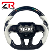 Volant de voiture personnalisé avec LED RPM, cuir véritable, matériau en fibre de carbone pour Dodge Charger Challenger Hellcat SRT 392 Scat-pack