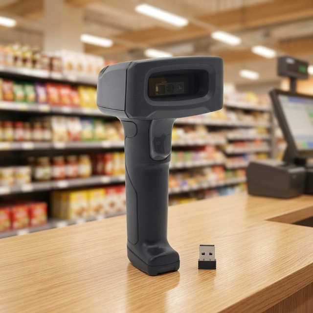 2.4G Wireless Handheld 2D Barcode Scanner USB Receiver Portable QR Code Barcode Reader for Warehouse Express POS Cashier