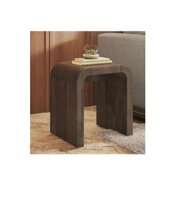 Mesa Auxiliar de Madera Maciza de Diseño con Acabado en Nogal Danés, Mesa Auxiliar de Madera de Lujo para Sala de Estar, Dormitorio, Hotel, Oficina - Product Image 1