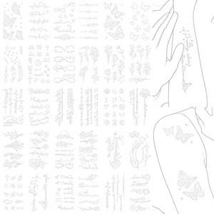 <span class=keywords><strong>Tatuajes</strong></span> Temporales de Estilo Moderno y Fresco, Diseño Floral Minimalista de Alta Gama con Letras en Inglés y Rosas - Product Image 1