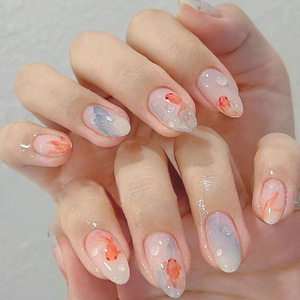 Puntas <span class=keywords><strong>de</strong></span> <span class=keywords><strong>Uñas</strong></span> <span class=keywords><strong>de</strong></span> Gel para <span class=keywords><strong>Niñas</strong></span>, Diseño <span class=keywords><strong>de</strong></span> Pez Dorado <span class=keywords><strong>de</strong></span> Verano, Removibles, Usables, 24 Piezas, Estilo Ins - Product Image 1