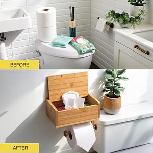 <span class=keywords><strong>Porta</strong></span> carta igienica in bambù Premium con <span class=keywords><strong>salviette</strong></span> <span class=keywords><strong>porta</strong></span> fazzoletti in legno supporto a <span class=keywords><strong>parete</strong></span> e salviettine, <span class=keywords><strong>porta</strong></span> <span class=keywords><strong>salviette</strong></span> - Product Image 3