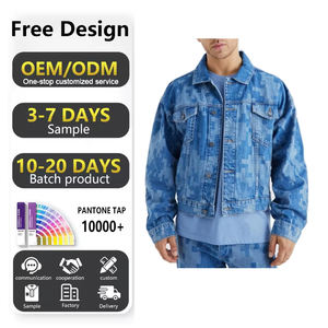 Vente en gros d'usine OEM, veste en jean graphique pour hommes, décontractée, hip hop personnalisée, vestes en jean imprimées pour hommes - Product Image 1