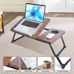 Mesa De Bandeja De Cama Dobrável Multifuncional Ajustável Mesa De Mesa De Colo De Bambu Mesa De Madeira Portátil Portátil para a Cama - Product Image 4