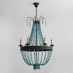 American Country Retro Designer Chandelier Vieux <span class=keywords><strong>Turquoise</strong></span> Lampes décoratives Salon Salle à manger <span class=keywords><strong>Chambre</strong></span> à coucher Usage domestique-Taille moyenne - Product Image 2