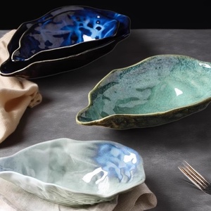 Bol de service en céramique en forme de coquille, assiette décorative en porcelaine pour huîtres et fruits de mer, plat <span class=keywords><strong>à</strong></span> fruits de mer de 8 pouces, vente en gros - Product Image 1