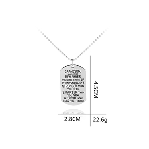 Collana con Ciondolo in Lega di Zinco ZRM, Gioielli Geometrici Punk Ispirazionali, 'Nipote, Ricorda Sempre Che Sei Più Coraggioso' - Product Image 6