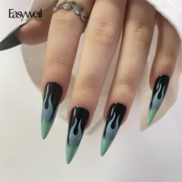 Easywell personnalisé long faux ongles faux ongles avec boîte en acrylique ongles artificiels de luxe à pression faits à la main