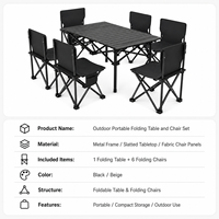 Ensemble de table et chaises pliantes de camping personnalisées avec logo, 6 personnes, cadre en acier carbone, plateau en aluminium épaissi, pique-nique en plein air