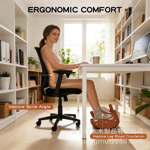 Wooden Footstool Non Slip Solid Wood <b>Office</b> Desk Footrest Home <b>Stool</b> Ottoman Retro Color Minimalist Design - Product Image 4
