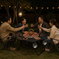 Table de barbecue pliante portable en métal pour camping, pique-nique, extérieur, idéale pour les voyages et événements