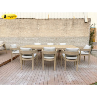 Juego de Mesa y Sillas de Comedor Rústicas de Madera de Teca de Fábrica para Exterior/Patio/Jardín/Villa