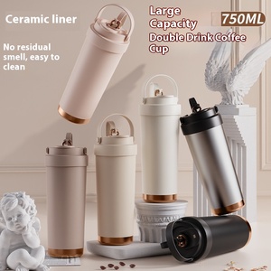 Ad alto valore di grande capacità rivestimento in ceramica Thermos portatile Double-face tazza di <span class=keywords><strong>caffè</strong></span> paglia per studenti di sesso maschile viaggiatori - Product Image 2