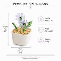 Ornamen Bunga Kaca Mini Bonsai Daisy Ungu Zibo Liuli Buatan Tangan Kustom, Dekorasi Meja, Grosir, MOQ Rendah