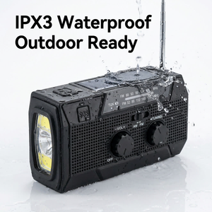 En Stock, Radio Solar de Emergencia de 5000mAh, Resistente al Agua IPX3, Radio AM/<span class=keywords><strong>FM</strong></span> con Manivela y Linterna Súper Brillante de 3 Modos para Senderismo - Product Image 3