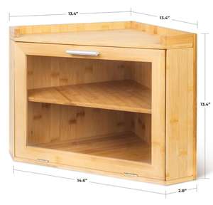 صندوق خبز زاوي من الخيزران، صندوق خبز كبير جدًا لتخزين الخبز، حاوية خبز متينة من خشب الخيزران - Product Image 3