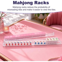 Ensemble de 4 supports à mahjong en acrylique transparent de haute qualité, avec boîte d'emballage à motif marbré