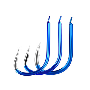 Hameçon de pêche Aohu à pointe arrondie, affûté chimiquement, pour la pêche à la carpe en eau douce, bleu fluorescent et coloré - Product Image 3