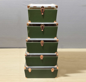Étui en cuir blanc Caisses en <span class=keywords><strong>bois</strong></span> Grandes valises pour mariage Rangement décoratif Ensemble de 5 - Product Image 4
