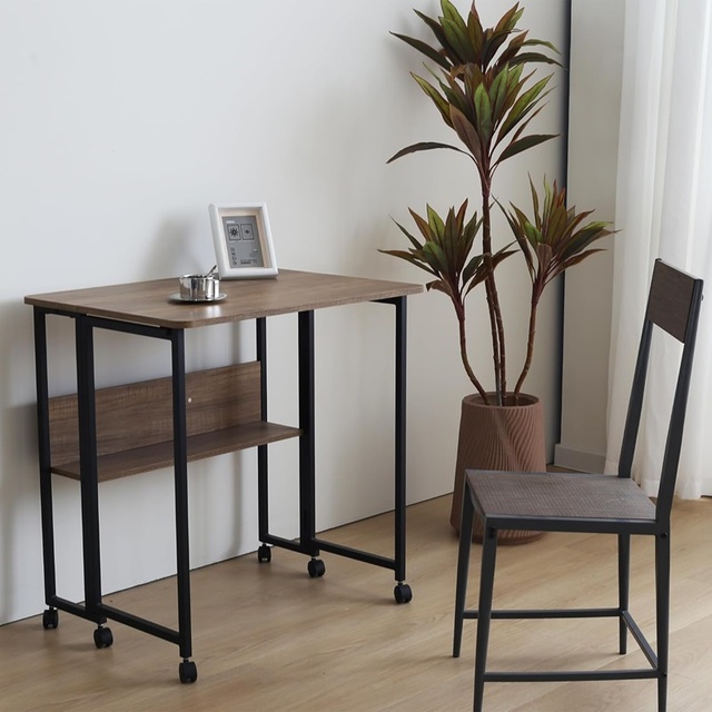 2024 BEST SALE FOLDING DESK SMALL ROLLING DESK WITH STORAGE SHELF for SMALL SPACE