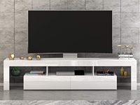 Meuble TV moderne en bois brillant avec éclairage LED, console de salon et centre de divertissement