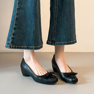 Scarpe Mary Jane con Tacco Nascosto da 6 cm, Punta Quadrata, Stile Retrò Francese, Allacciatura con Fiocco, Tacco Grosso, Traspiranti e Leggere per Primavera - Product Image 4