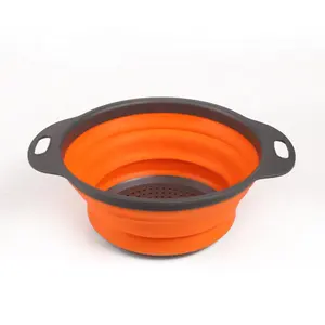 Wellfine圆形厨房水槽排水篮多功能可折叠塑料洗涤水果蔬菜排水篮带手柄