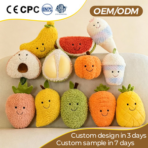 Service de conception OEM/ODM : Peluche Mascotte Personnalisée Série Fruits et Légumes – Du Dessin 2D au Modèle 3D – Peluche Souple Aubergine et Banane - Product Image 2