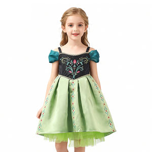 Floral Embroidery Teal Accent Off-Shoulder <strong>Disney</strong> Princess <strong>Dress</strong> for Girls' Children's Christmas Festival Celebrations Polyester - Product Image 1