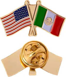 Pin kerah bendera AS Salib Nasional logam emas