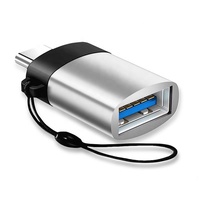 Konverter OTG USB Tipe-c Aloi Aluminium dengan Rantai USB C Male To USB3.0 Female Adapter dengan Lanyard