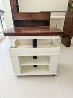 Table basse multifonctionnelle en bois massif, relevable et pliable, avec rangement mobile et table d'appoint réglable