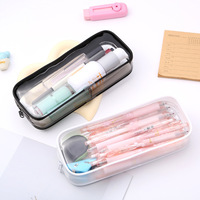 AU-DELÀ Zipper Logo personnalisé carré clair école Transparent souple PVC porte-crayon sac pour enfants stylo crayon