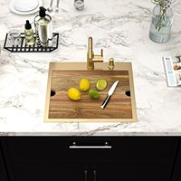 Évier de cuisine à cuvette unique en acier inoxydable de 18 pouces, robinet à barre d'or, design encastré, calibre 16, intérieur et extérieur, petit