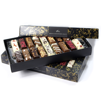Boîtes à chocolat personnalisées de luxe vides avec fenêtre transparente, auto-assemblantes, recyclables, gaufrage, laminage mat, revêtement UV