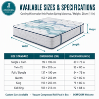 Matelas à ressorts ensachés en tissu soie glacée rafraîchissante, soutien ergonomique 7 zones, compressé et roulé, taille personnalisée OEM