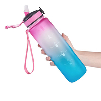 Bouteille d'eau de sport de motivation mate classique de 700ml sans BPA avec paille en caoutchouc couvercle autopop écologique