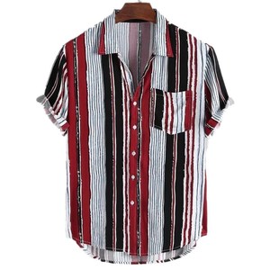 <span class=keywords><strong>Chemise</strong></span> à manches courtes d'été <span class=keywords><strong>grande</strong></span> <span class=keywords><strong>taille</strong></span> pour hommes Bar vertical Chemises imprimées de smoking Chemises élégantes à fleurs pour hommes - Product Image 2
