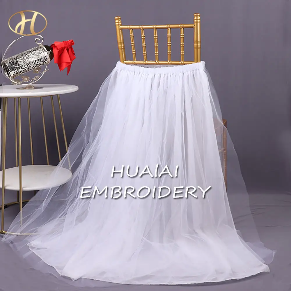 Wholesale fashion white color tutu chair skirt wedding banquet pink tulle chair skirt