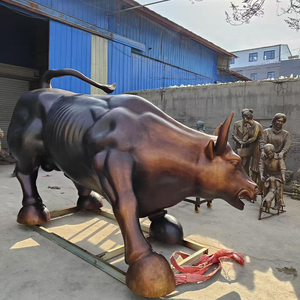 Artesanía de metal grande personalizada de fábrica-Diseño famoso Acero inoxidable Bronce Wall Street Bull Escultura <span class=keywords><strong>Ganado</strong></span> al aire libre pulido - Product Image 1