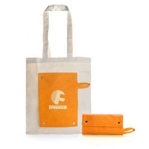 Bolsa de Mano Plegable de Lona de Algodón con Botones, Precio de Fábrica Promocional - Product Image 1